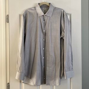 WRK men’s dress shirt white with black polka dots